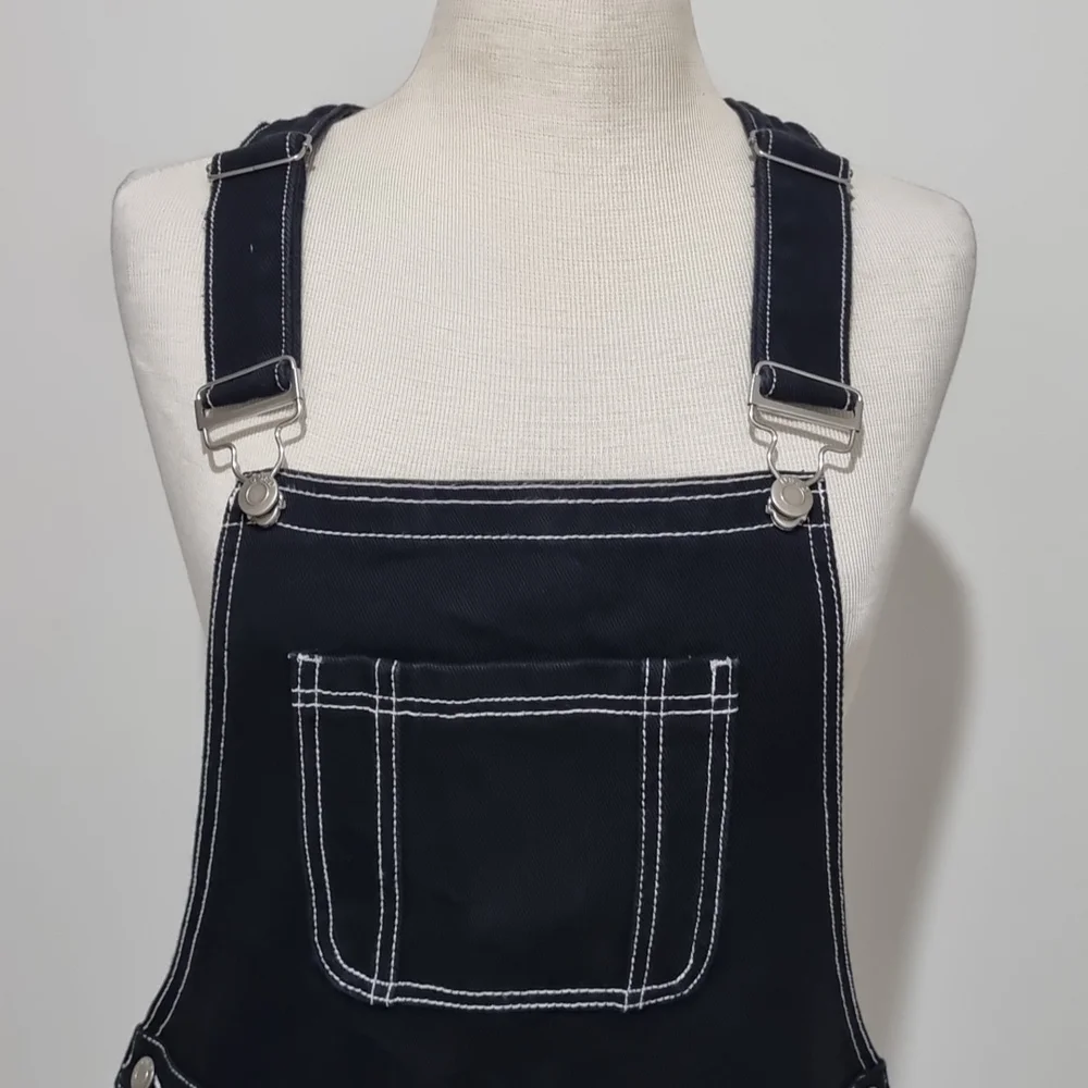 Used denim, black pinafore, size 14 with pockets, 90s style. - Picture 3 of 9